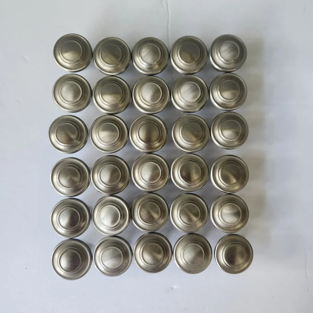 Lot of 30 Satin Nickel Cabinet Knobs Round Tiered Drawer Pulls Brushed Metal